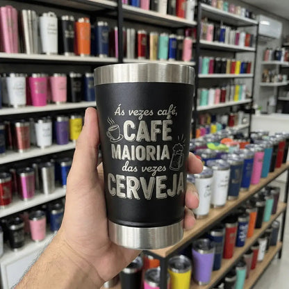 Meme #10 – Coleção Cervejeiros | Copo Térmico Preto + Brinde