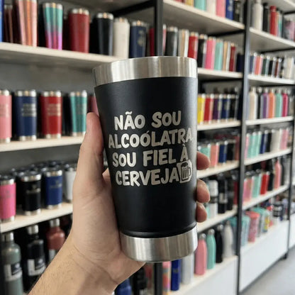 Meme #04 – Coleção Cervejeiros | Copo Térmico Preto + Brinde