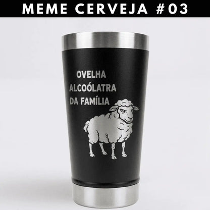 Meme #03 – Coleção Cervejeiros | Copo Térmico Preto + Brinde