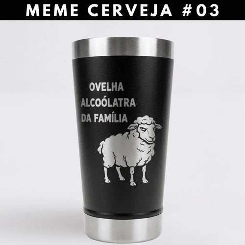 Meme #03 – Coleção Cervejeiros | Copo Térmico Preto + Brinde
