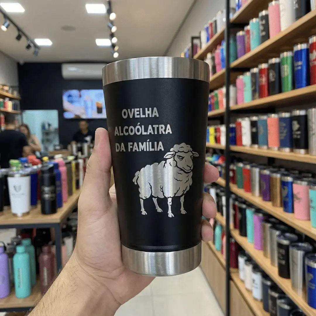 Meme #03 – Coleção Cervejeiros | Copo Térmico Preto + Brinde