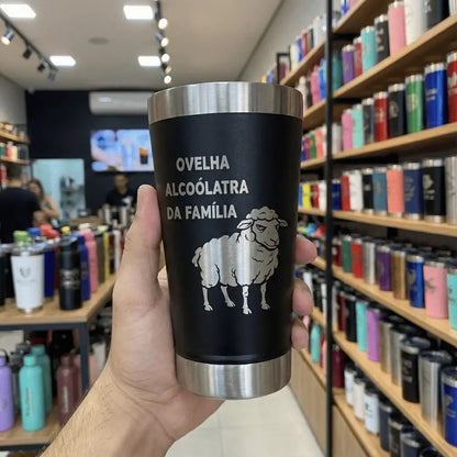 Meme #03 – Coleção Cervejeiros | Copo Térmico Preto + Brinde