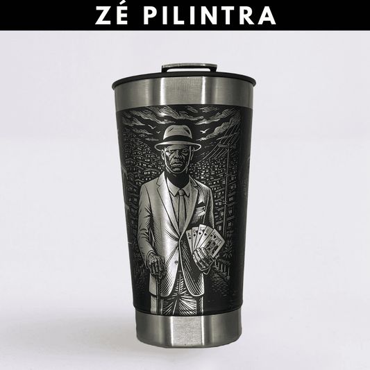 Zé Pilintra – Copo Térmico Preto Personalizado 360° a Laser + Brinde