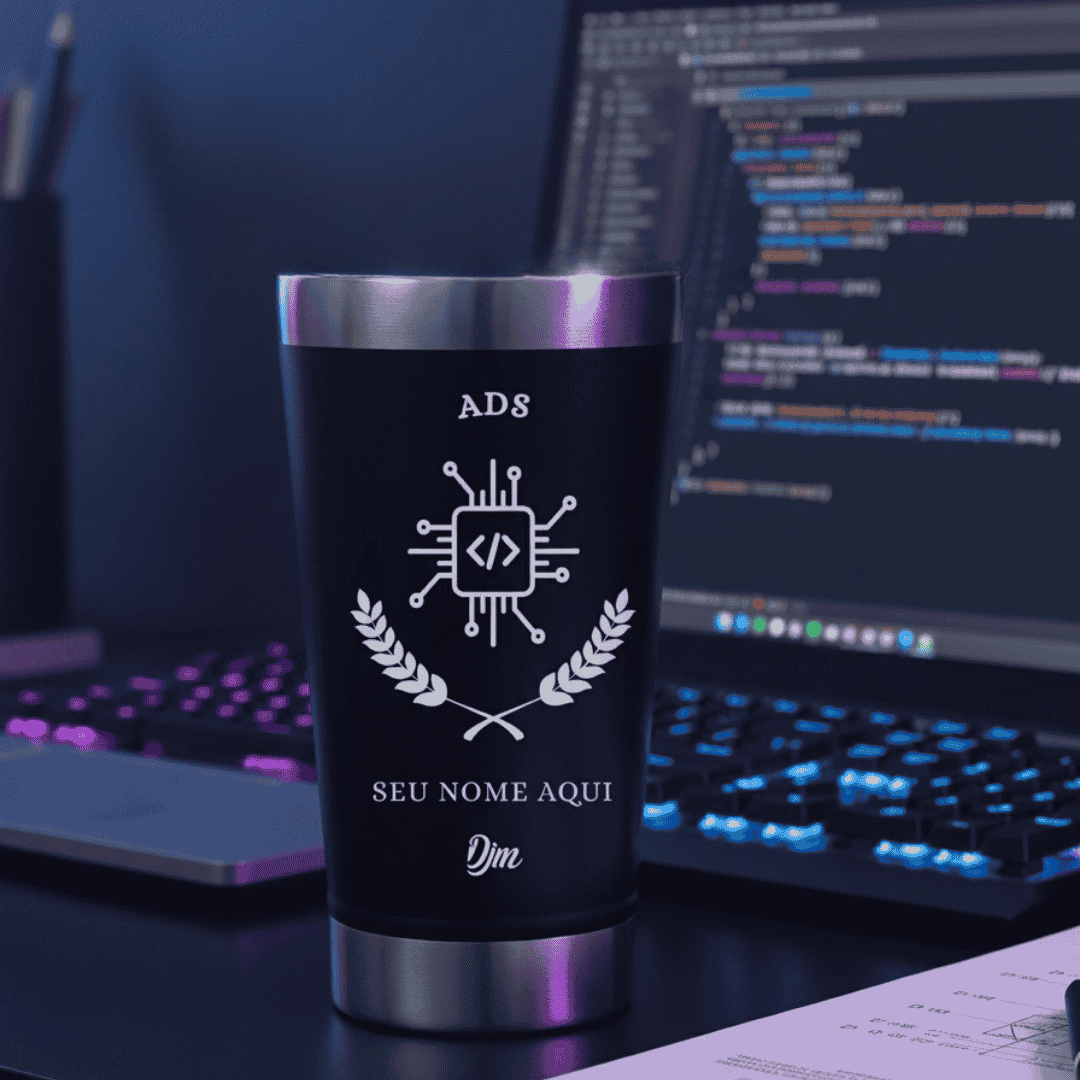 ADS – Copo Térmico Preto Personalizado | Seu Nome + Brinde