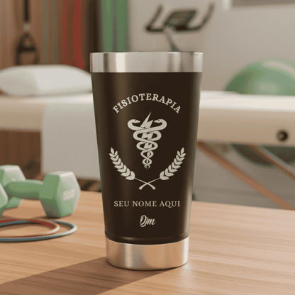 Fisioterapia – Copo Térmico Preto Personalizado | Seu Nome + Brinde