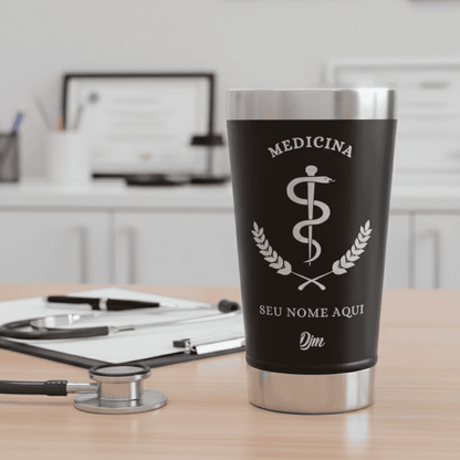 Medicina – Copo Térmico Preto Personalizado | Seu Nome + Brinde