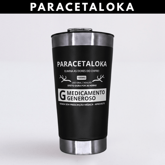 Paracetaloka - Coleção Alcoontece | Copo Térmico Preto + Brinde