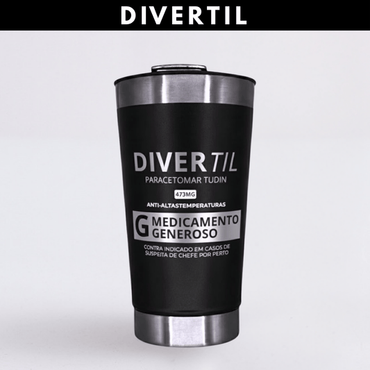 Divertil - Coleção Alcoontece | Copo Térmico Preto + Brinde