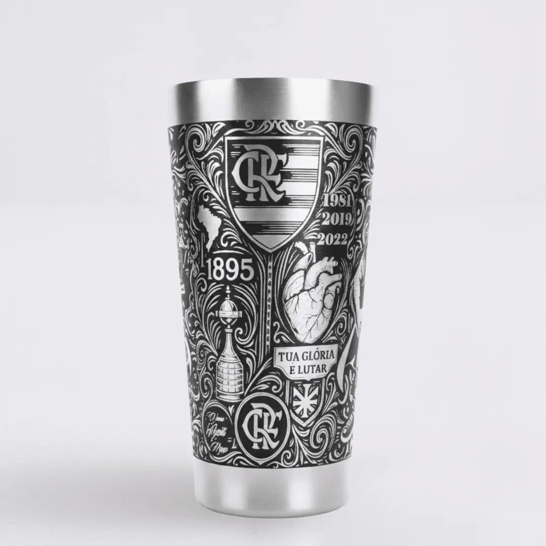 Flamengo Tetra – Copo Térmico Preto Personalizado 360° a Laser + Brinde