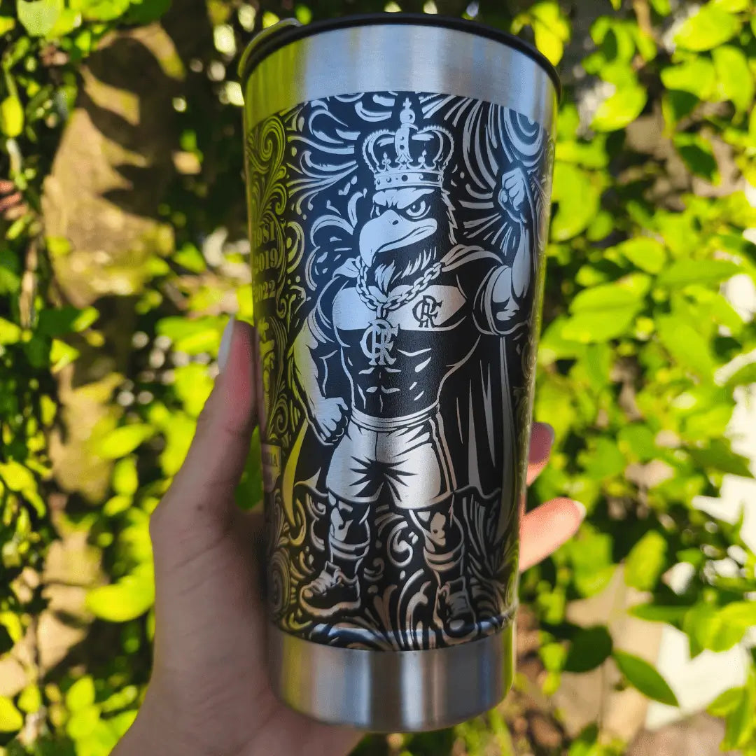 Flamengo Tetra – Copo Térmico Preto Personalizado 360° a Laser + Brinde