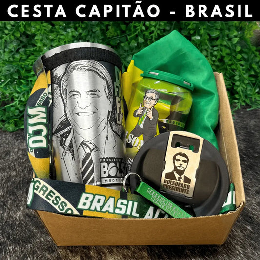 Cesta Capitão - Edição Brasil | Copo Térmico + 3 Itens | Frete Grátis