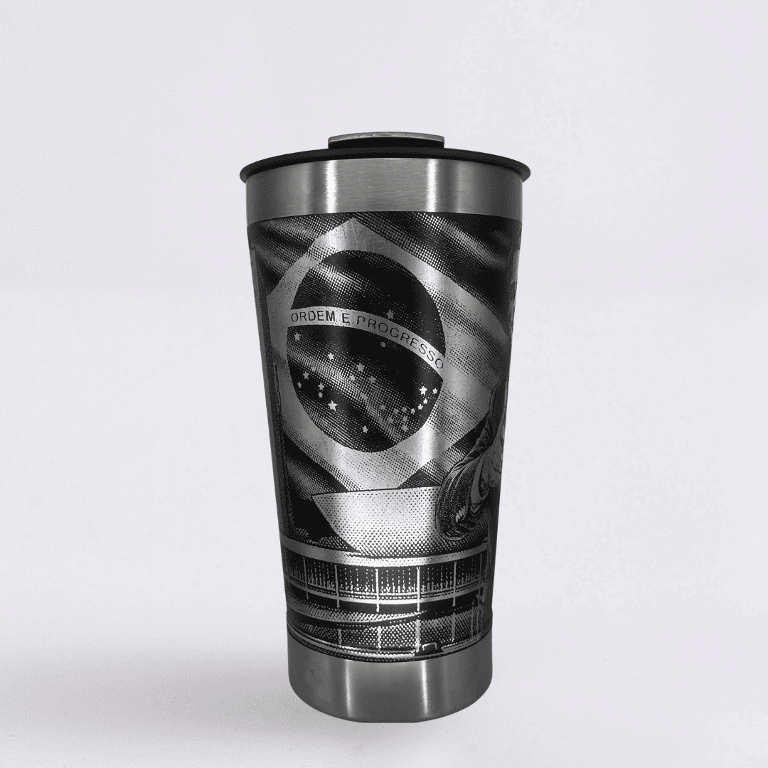 Flávio 2026  – Copo Térmico Preto Personalizado 360° a Laser + Brinde